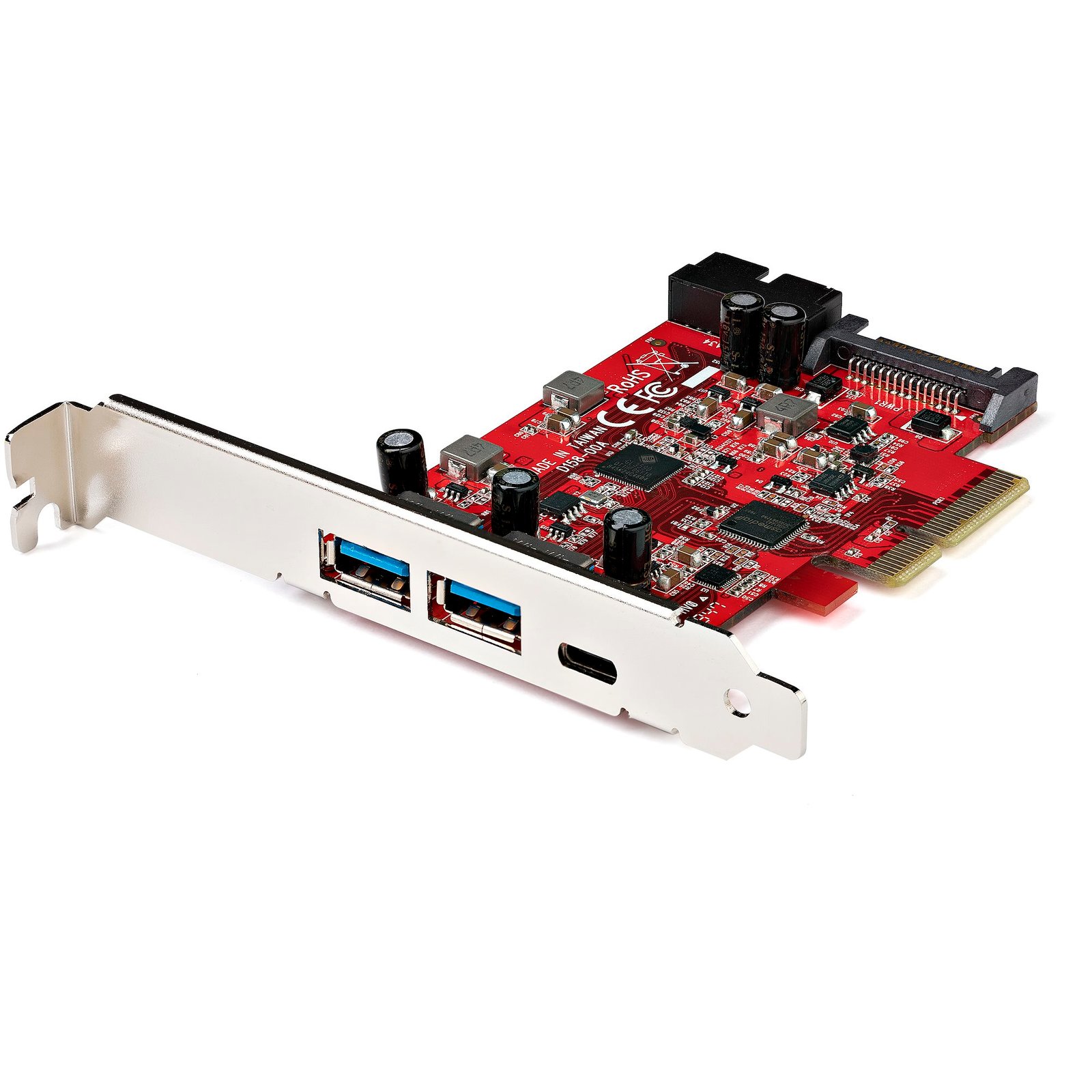 5-Port USB PCIe Card - 10Gbps USB 3.2 Gen 2 PCIe Card w/ 1x USB-C & 2x USB-A - 1x 2 Port IDC (Internal 5Gbps USB Header Expansion) - USB C