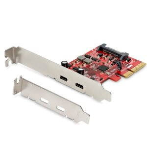2-Port USB 3.2 Gen 2 PCIe Card, USB-C 10Gbps SuperSpeed PCI Express 3.0 x4 Controller Card, USB Type-C Adapter Card, Data Only