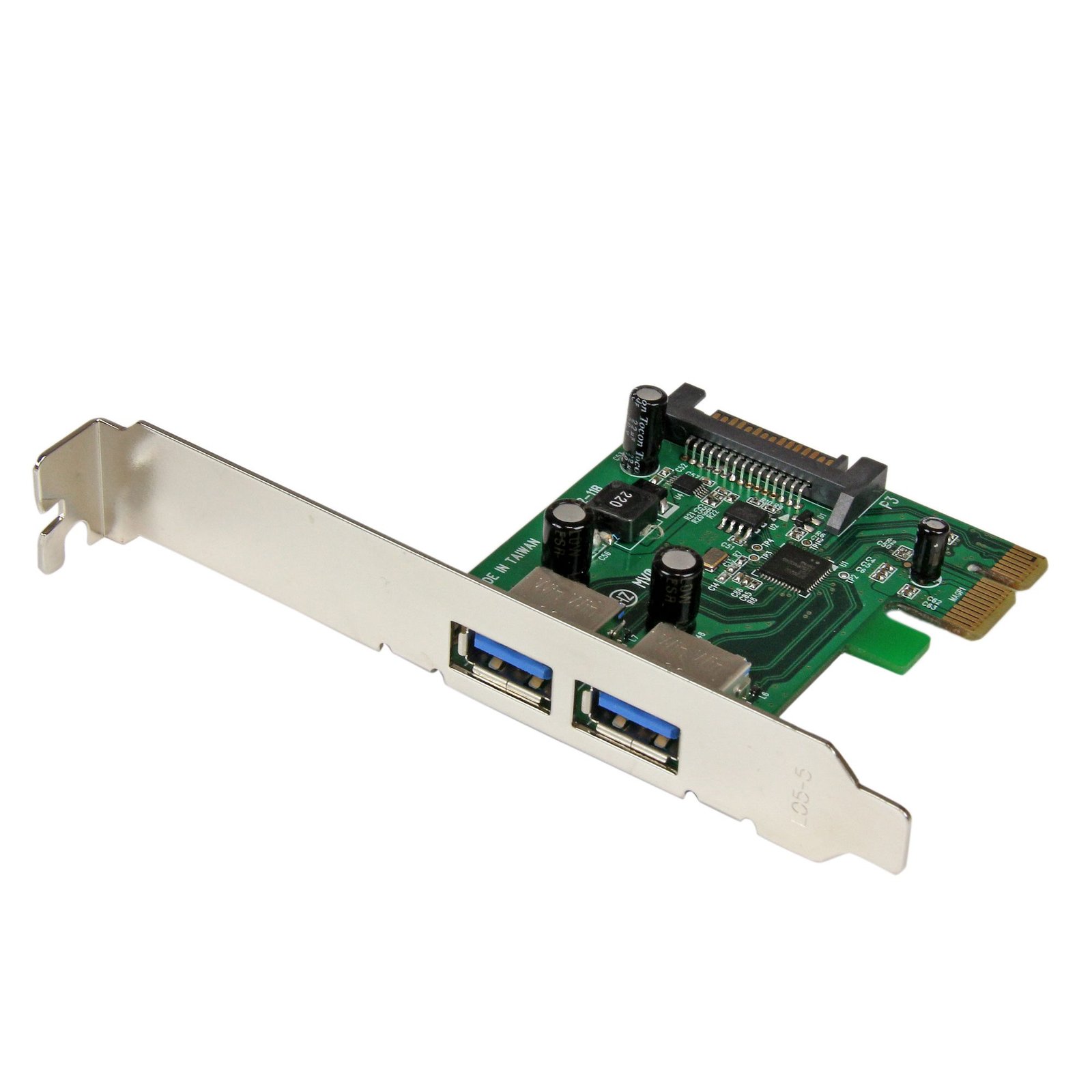 2 Port PCI Express PCIe SuperSpeed (5Gbps) USB 3.0 Card Adapter with UASP - SATA Power - TAA