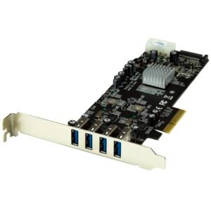 4 Port PCI Express PCIe SuperSpeed (5Gbps) USB 3.0 Card Adapter w/ 2 Dedicated 5Gbps Channels - UASP - SATA / LP4 Power