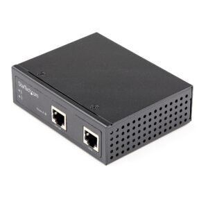 Industrial Gigabit Ethernet PoE Injector - 30W 802.3at PoE+ Midspan 48V-56VDC DIN Rail Power Over Ethernet Injector Adapter - -40C to +75C