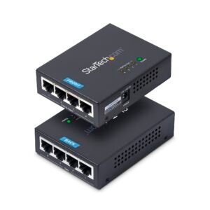 4-Port Gigabit Midspan, PoE+ Injector, 802.3at and 802.3af, Wall-Mountable Power over Ethernet Midspan, Up to 30.8 Watts per port