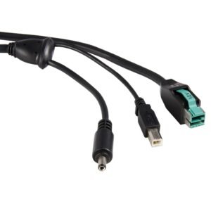 6ft 12V to M Barrel+USB PoweredUSB Cable - Plus Power