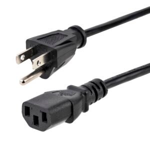 6ft (1.8m) Computer Power Cord, NEMA 5-15P to C13, 10A 125V, 18AWG, Black Replacement AC Power Cord, Printer Power Cord, PC Power Supply