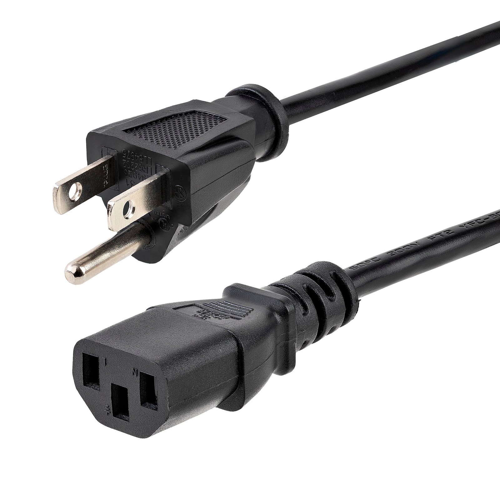 6ft (1.8m) Computer Power Cord, NEMA 5-15P to C13, 10A 125V, 18AWG, Black Replacement AC Power Cord, Printer Power Cord, PC Power Supply