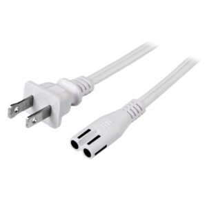 6 ft White Standard Laptop Power Cord - NEMA 1-15P to C7