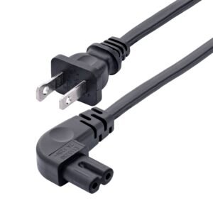 6ft (1.8m) Laptop Power Cord, NEMA 1-15P to Right Angle C7, 7A 125V, 18AWG, Laptop Charger Cable, Replacement Power Brick Cable, AC Power