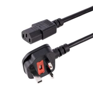 6ft (1.8m) UK Computer Power Cable, 18AWG, BS 1363 to C13, 10A 250V, Black Replacement AC Power Cord, Kettle Lead / UK Power Cord, PC Power