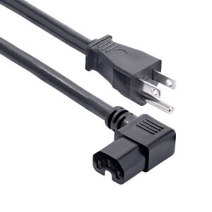 8ft (2.4m) Heavy Duty Power Cord, NEMA 5-15P to Right Angle C15, 15A 125V, 14AWG, Heavy Gauge PDU Power Cable, Replacement AC Power Cord