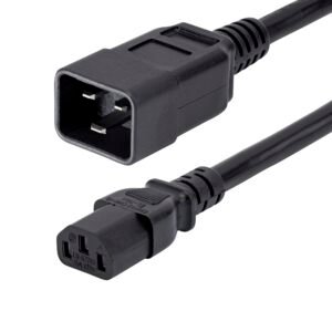 3ft (1m) Heavy Duty Extension Cord, IEC 320 C13 to IEC 320 C20 Black Extension Cord, 15A 125V, 14AWG, Heavy Gauge Power Extension Cable