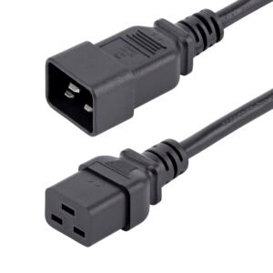 3ft (1m) Power Extension Cord, IEC 320 C19 to IEC 320 C20, 13A 250V, 16AWG, Black Computer Power Extension Cord, AC Outlet Extension Cable