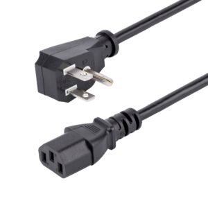 6ft (1.8m) Computer Power Cord, Flat NEMA 5-15P to C13, 10A 125V, 18AWG, Black Replacement AC Power Cord, Printer Power Cord, PC Power