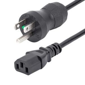 10ft (3m) Hospital Grade Power Cord, 18AWG, NEMA 5-15P to C13, 10A 125V, Green Dot Medical Power Cable, PC Power Supply Power Cable