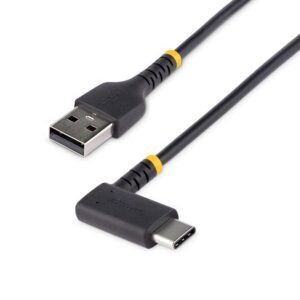 6.6ft (2m) USB-A to USB-C Fast Charging Cable, Rugged, Right-Angled, Charge & Sync, 3A, USB 2.0, TPE Jacket and Aramid Fiber - USB Charging