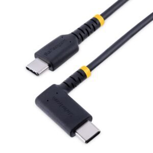 1ft (30cm) USB-C Fast Charging Cable, Rugged, Right-Angled, Charge & Sync, 60W (3A) PD, USB 2.0, TPE Jacket and Aramid Fiber - USB C