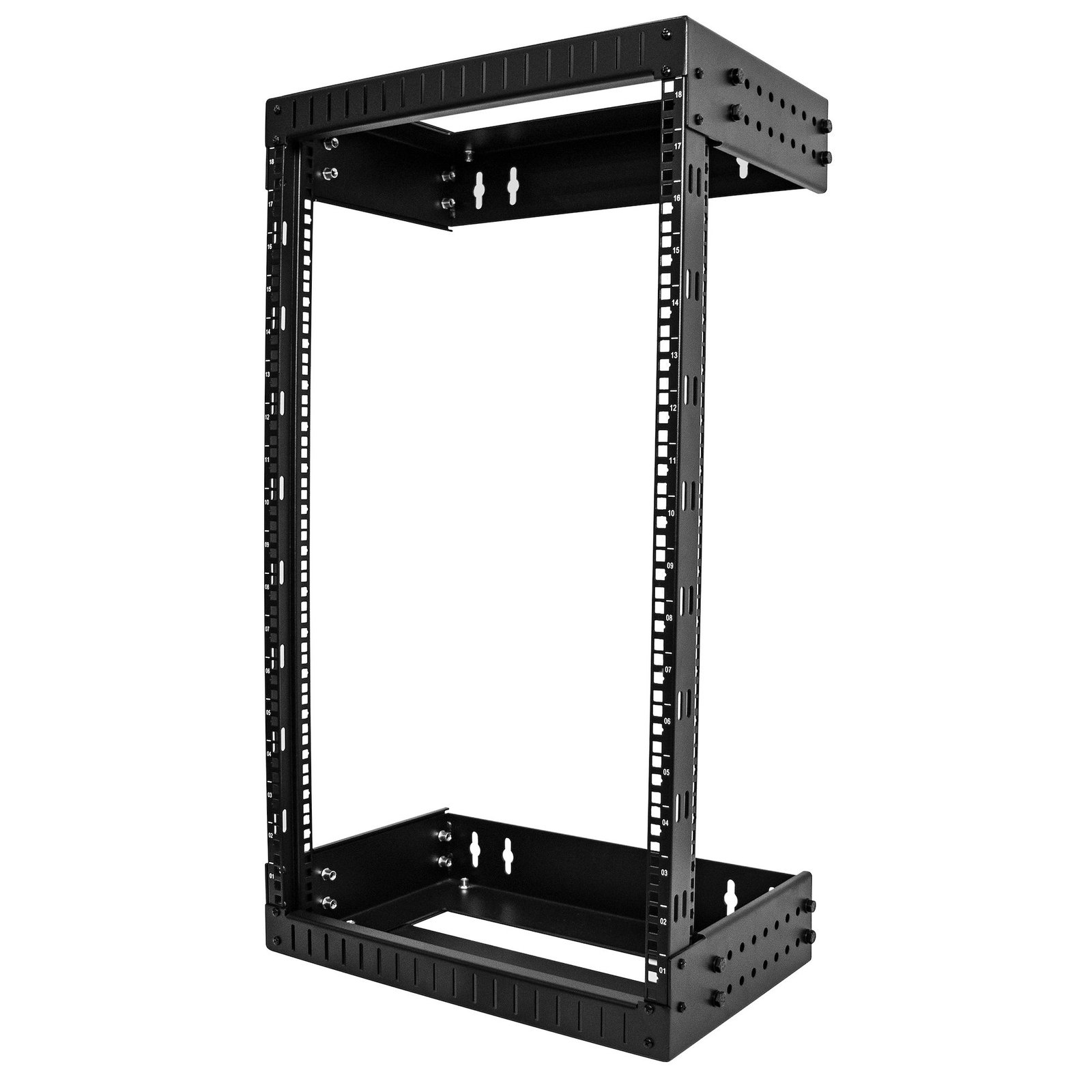 2-Post 18U Heavy-Duty Wall Mount Network Rack, 19" Open Frame Server Rack with Adjustable Depth, Wall Mount Data Rack for IT / AV / Patch