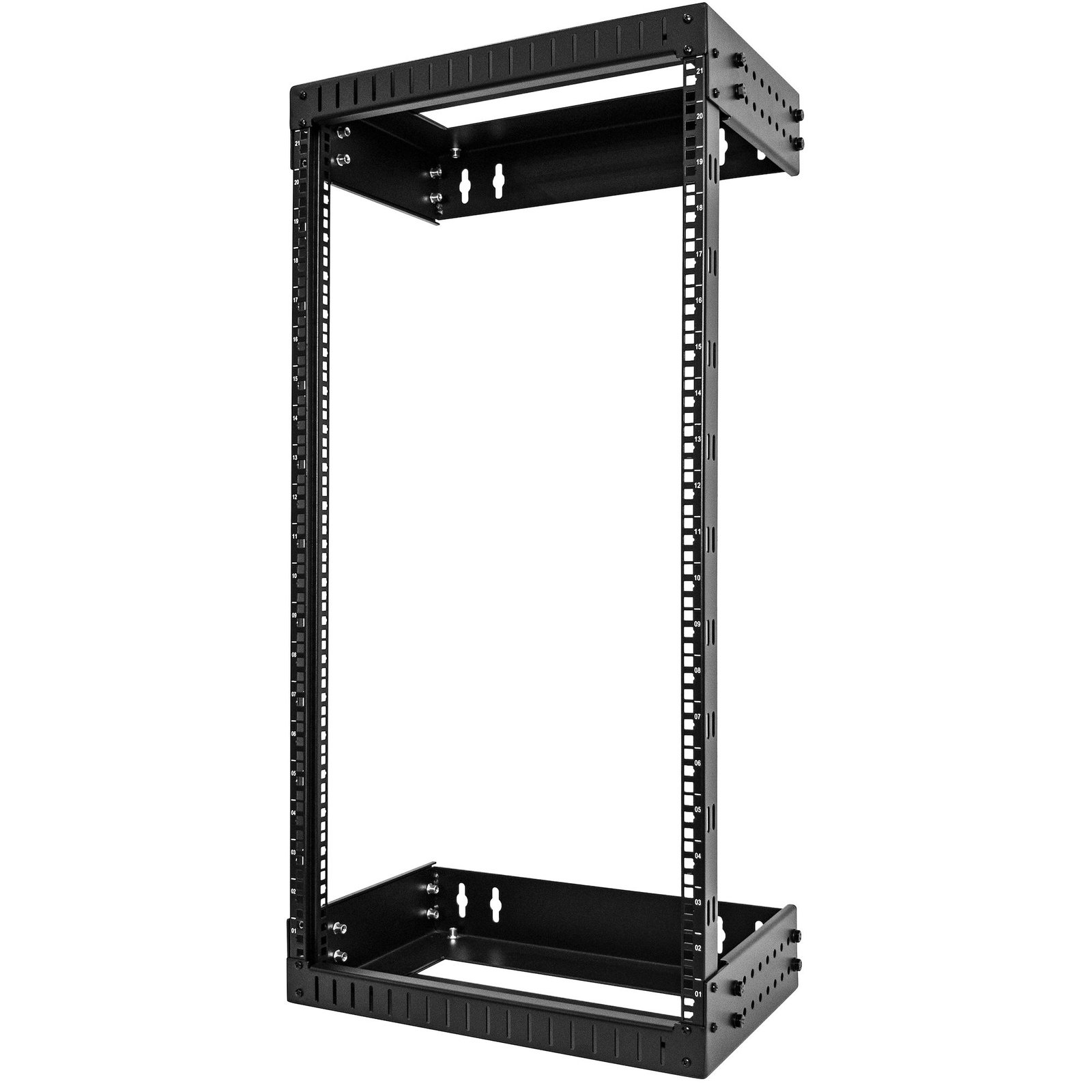 2-Post 21U Heavy-Duty Wall Mount Network Rack, 19" Open Frame Server Rack with Adjustable Depth, Wall Mount Data Rack for IT / AV / Patch