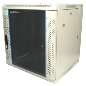 12U 19in Hinged Wall Mount Server Rack Cabinet w/ Vented Glass Door