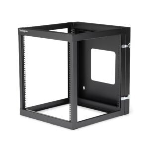 4-Post 12U Hinged Wall-Mount Network Rack, 19" Open Frame Server Rack with 19.8in Mounting Depth, Wall Mount Swing Out Data Rack for IT /