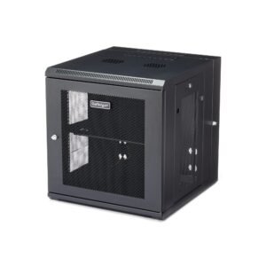4-Post 12U Wall Mount Network Cabinet with 1U Shelf, 19" Hinged Wall-Mounted Server Rack for Data / AV / Electronics / Computer Equipment