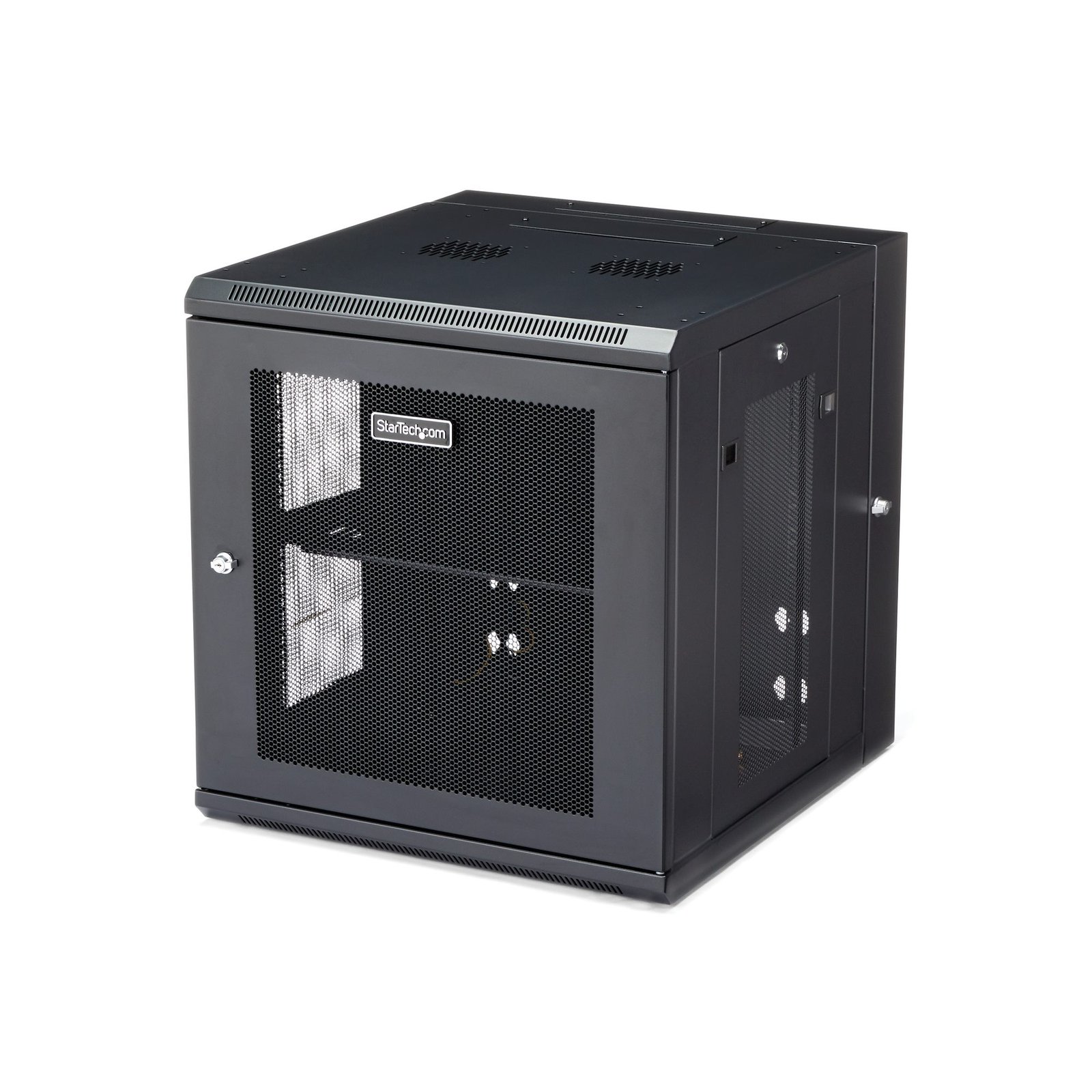 4-Post 12U Wall Mount Network Cabinet with 1U Shelf, 19" Hinged Wall-Mounted Server Rack for Data / AV / Electronics / Computer Equipment
