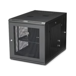 4-Post 12U Wall Mount Network Cabinet with 1U Shelf, 19" Hinged Wall-Mounted Server Rack for Data / AV / Electronics / Computer Equipment
