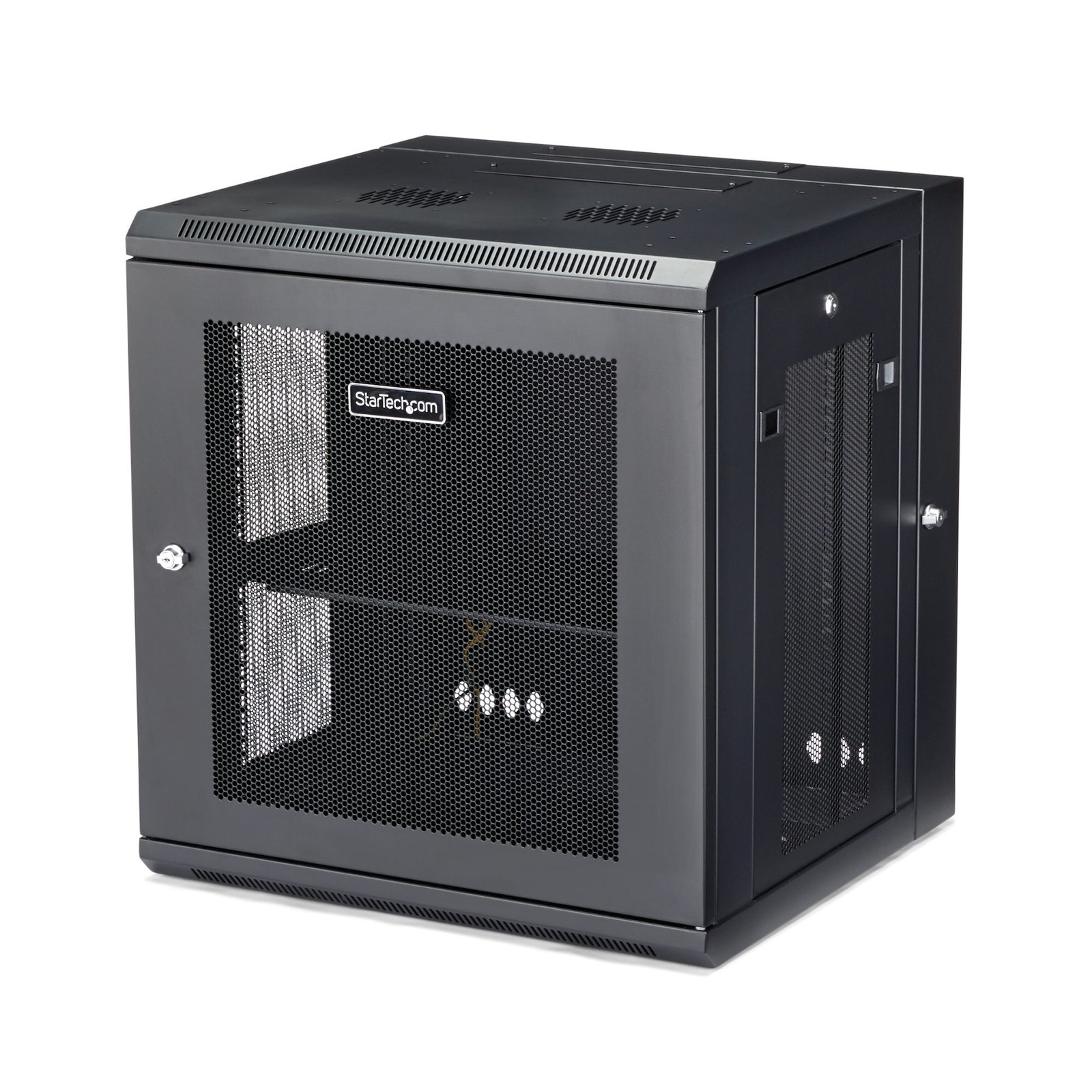 4-Post 12U Wall Mount Network Cabinet with 1U Shelf, 19" Hinged Wall-Mounted Server Rack for Data / AV / Electronics / Computer Equipment