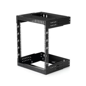 2-Post 12U Heavy-Duty Wall Mount Network Rack, 19" Open Frame Server Rack with Adjustable Depth, Wall Mount Data Rack for IT / AV / Patch