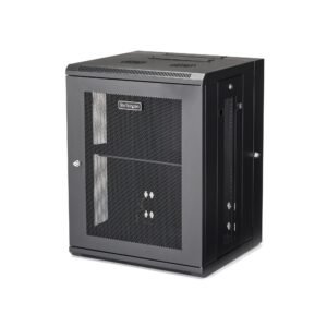 4-Post 15U Wall Mount Network Cabinet with 1U Shelf, 19" Hinged Wall-Mounted Server Rack for Data / AV / Electronics / Computer Equipment