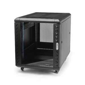 15U Enterprise-Grade Flat Pack Server Rack Cabinet, 19in Enclosed 4-Post Rack with 29in (75cm) Mounting Depth and 1764lb (800kg) Weight