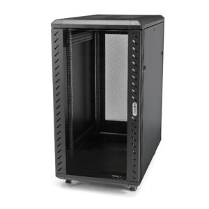 18U Enterprise-Grade Flat Pack Server Rack Cabinet, 19in Enclosed 4-Post Rack with 29in (75cm) Mounting Depth and 1764lb (800kg) Weight