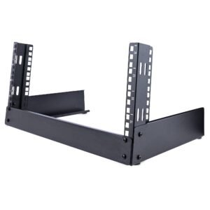 2-Post 4U Desktop Server Rack, Small Open Frame 19in Computer Rack, Compact Network Rack for AV / Studio / Data / IT Equipment - Free