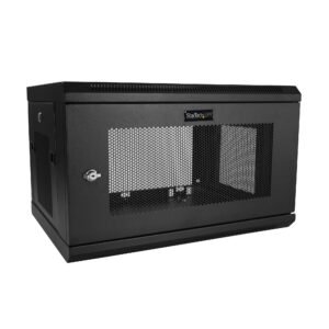2-Post 6U Wall Mount Network Cabinet with 1U Shelf, 19" Wall-Mounted Server Rack for Data / Networking / AV / Electronics / Computer