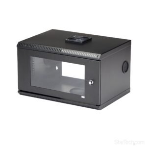 2-Post 6U Wall Mount Network Cabinet with Acrylic Door, 19" Wall-Mounted Server Rack for Data / AV / Electronics / Computer Equipment