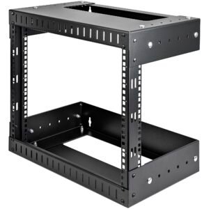 2-Post 8U Heavy-Duty Wall Mount Network Rack, 19" Open Frame Server Rack with Adjustable Depth, Wall Mount Data Rack for IT / AV / Patch