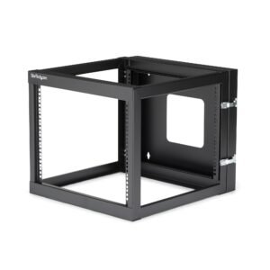 4-Post 8U Hinged Wall-Mount Network Rack, 19" Open Frame Server Rack with 19.8in Mounting Depth, Wall Mount Swing Out Data Rack for IT / AV