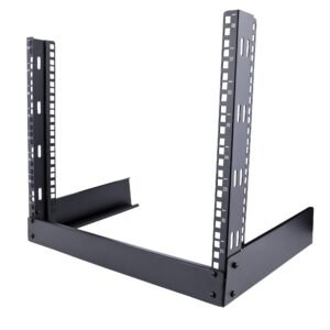 2-Post 8U Desktop Server Rack, Small Open Frame 19in Computer Rack, Compact Network Rack for AV / Studio / Data / IT Equipment - Free