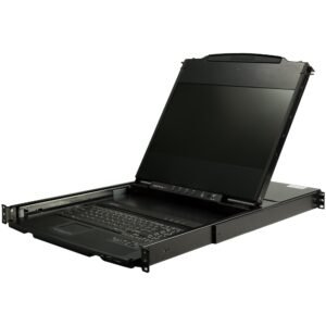Dual Rail Rackmount KVM Console HD 1080p - Single Port DVI/VGA KVM w/17" LCD Monitor for Server Rack - Fully Featured 1U LCD KVM Drawer