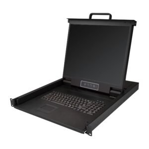 Rackmount KVM Console - Single Port VGA KVM with 19" LCD Monitor for Server Rack - Fully Featured Universal 1U LCD KVM Drawer w/Cables &