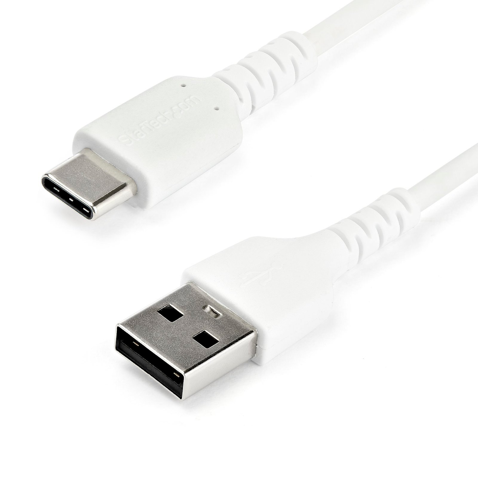 3ft (1m) USB-A to USB-C Fast Charging Cable, Rugged, Charge & Sync, 3A, USB 2.0, White TPE Jacket and Aramid Fiber - USB Charging Cord
