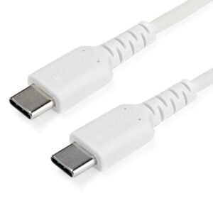 6.6ft (2m) USB-C Fast Charging Cable, Rugged, Charge & Sync, 60W (3A) PD, USB 2.0, White TPE Jacket and Aramid Fiber - USB C Charging Cord