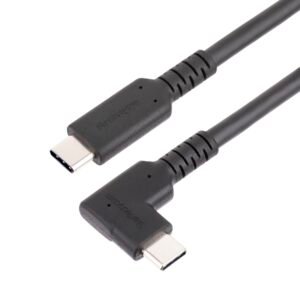 3ft (1m) USB-C Cable, Right-Angled, USB 10Gbps, 100W (5A) Power Delivery, 8K 60Hz / 4K 144Hz DP Alt Mode, Rugged USB C Cord - Thunderbolt