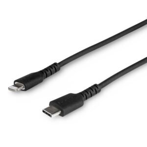 3 foot (1m) Durable Black USB-C to Lightning Cable - Heavy Duty Rugged Aramid Fiber USB Type C to Lightning Charger/Sync Power Cord - Apple