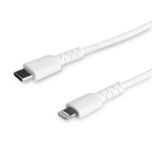 3 foot (1m) Durable White USB-C to Lightning Cable - Heavy Duty Rugged Aramid Fiber USB Type C to Lightning Charger/Sync Power Cord - Apple