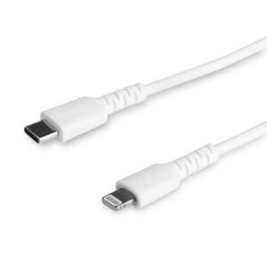 6 foot (2m) Durable White USB-C to Lightning Cable - Heavy Duty Rugged Aramid Fiber USB Type C to Lightning Charger/Sync Power Cord - Apple