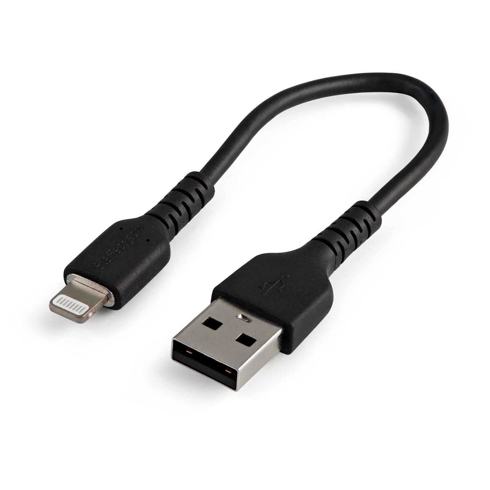 6 inch (15cm) Durable Black USB-A to Lightning Cable - Heavy Duty Rugged Aramid Fiber USB Type A to Lightning Charger/Sync Power Cord