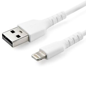 3 foot (1m) Durable White USB-A to Lightning Cable - Heavy Duty Rugged Aramid Fiber USB Type A to Lightning Charger/Sync Power Cord - Apple