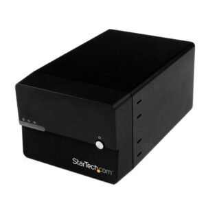 USB 3.0/eSATA Dual 3.5” SATA III Hard Drive External RAID Enclosure w/ UASP and Fan – Black