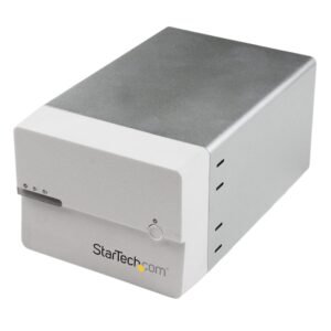 USB 3.0 eSATA Dual 3.5” SATA III Hard Drive External RAID Enclosure w/ UASP and Fan – White
