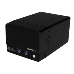 USB 3.0 Dual 3.5in SATA III Hard Drive RAID Enclosure with Fast Charge USB Hub & UASP